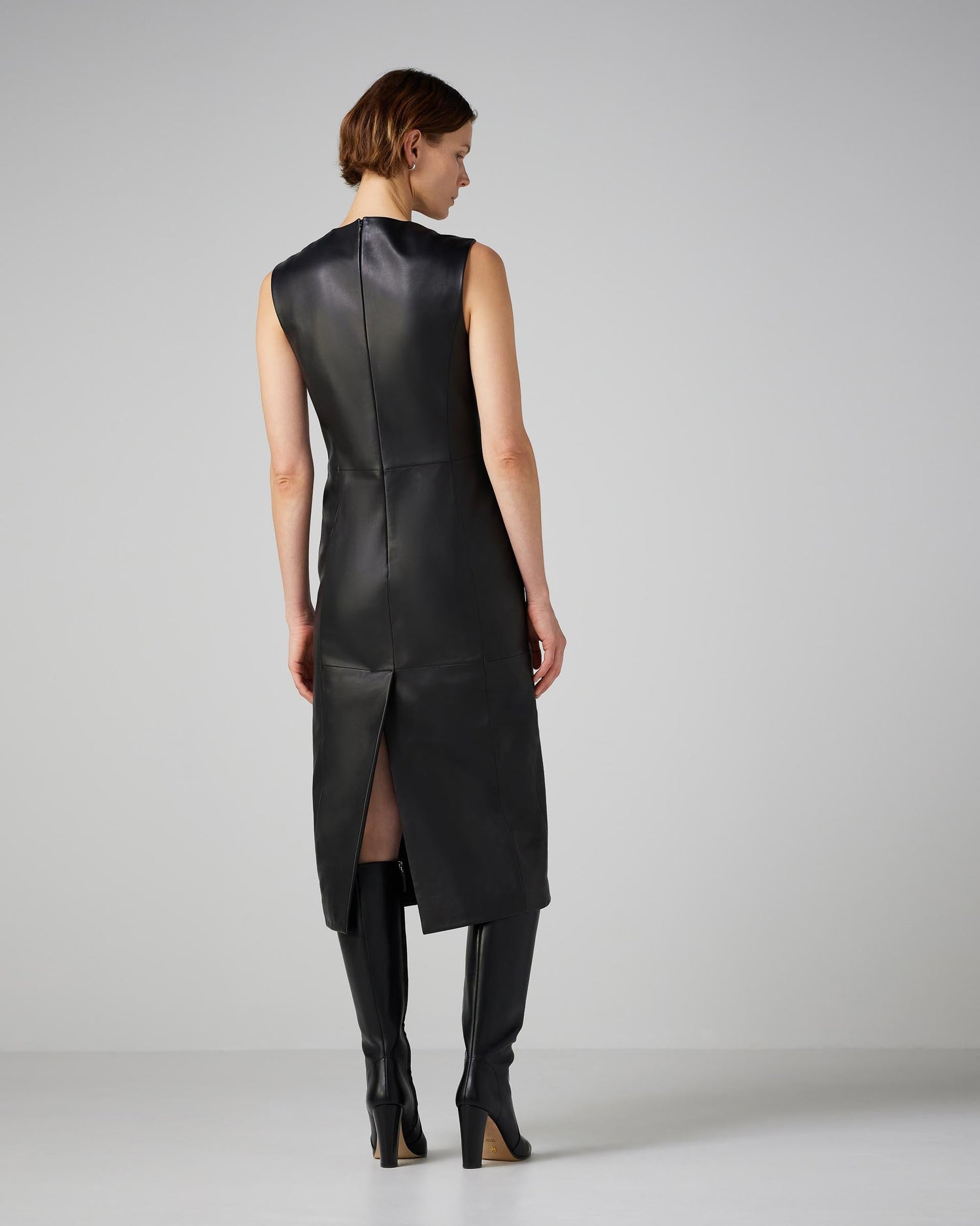 Grace Dress in Leather- Black