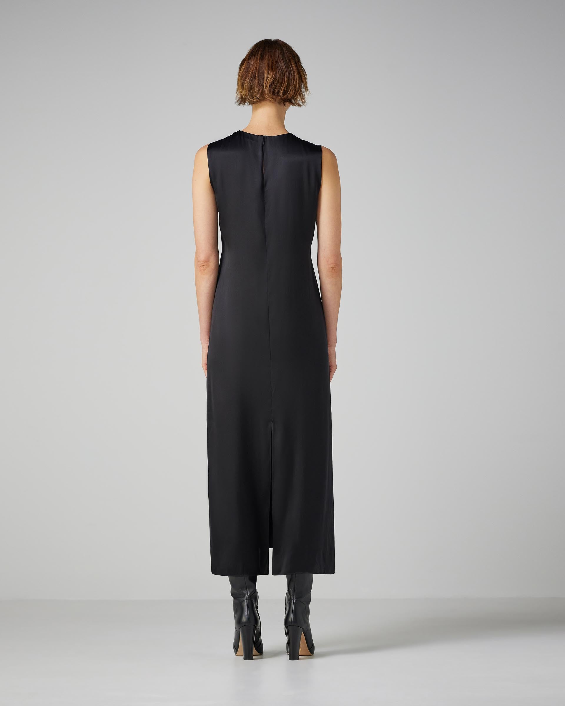 Alessia Dress in Washed Silk, Black