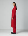 Lucia Coat in Wool Twill, Deep Red