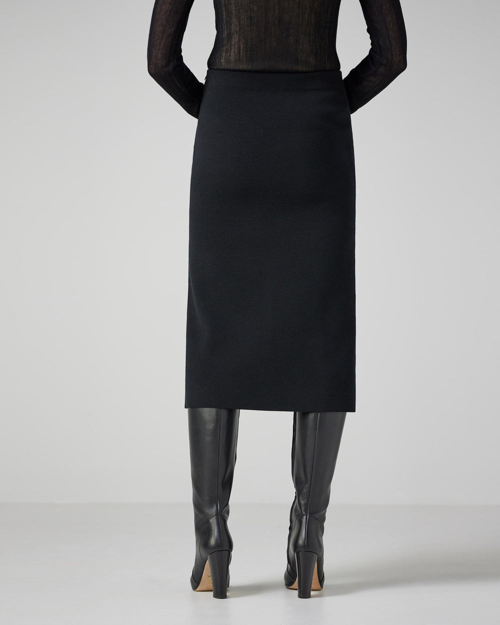 Daphne Skirt in Merino Wool, Black