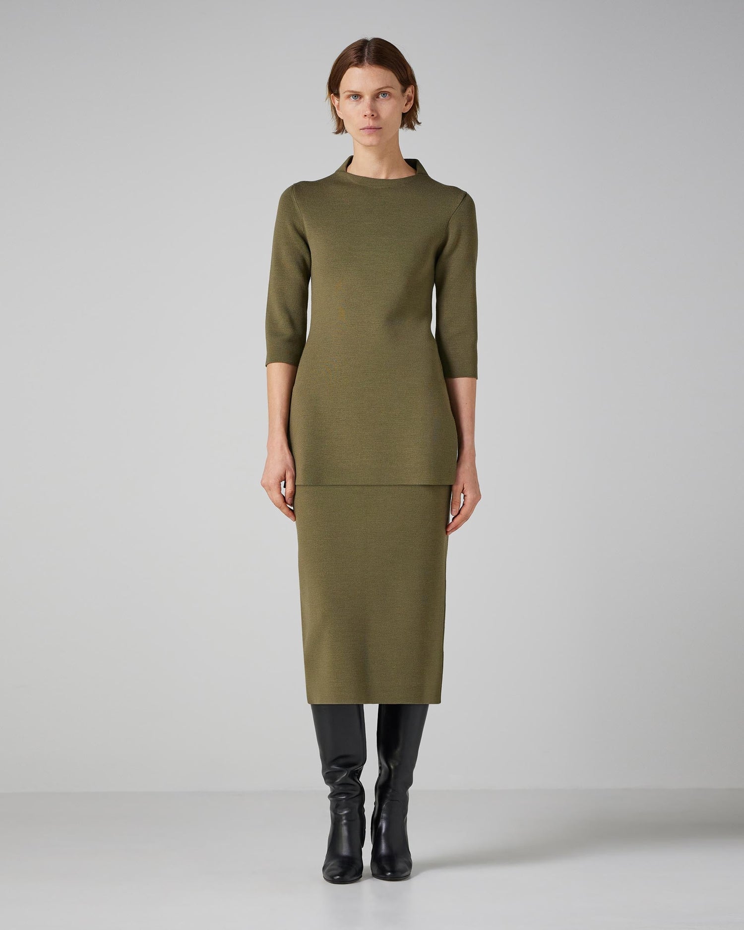 Zoe Top in Merino Wool, Army Green