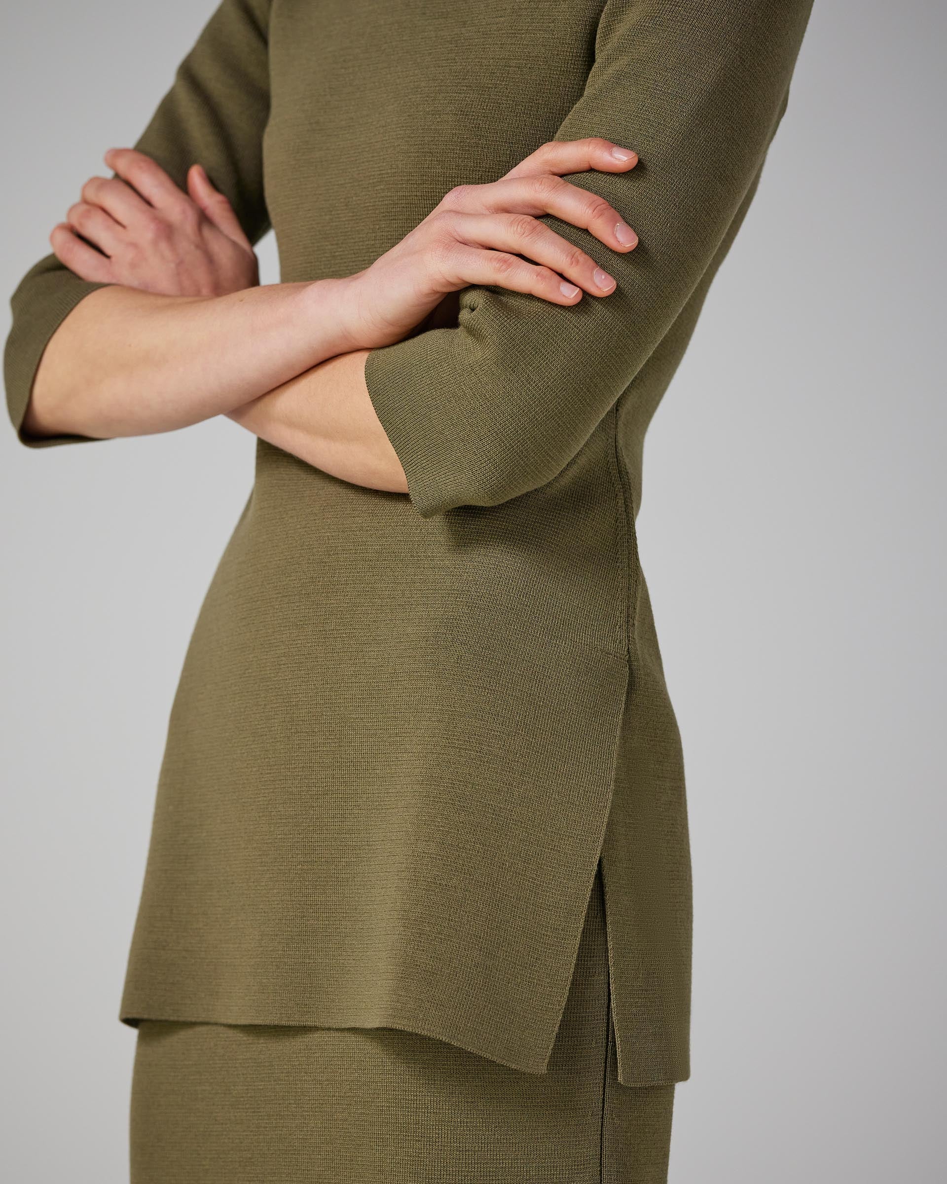 Zoe Top in Merino Wool, Army Green