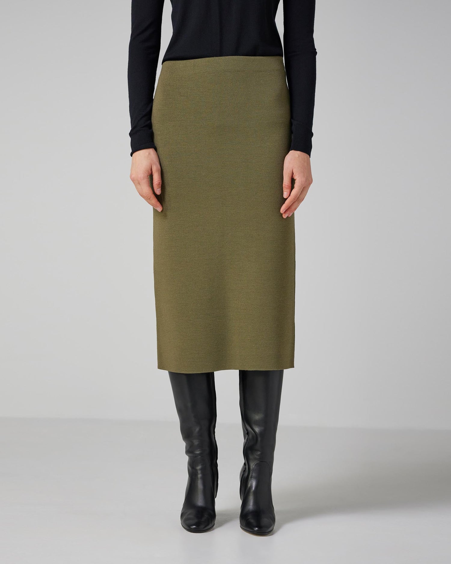 Daphne Skirt in Merino Wool- Army Green