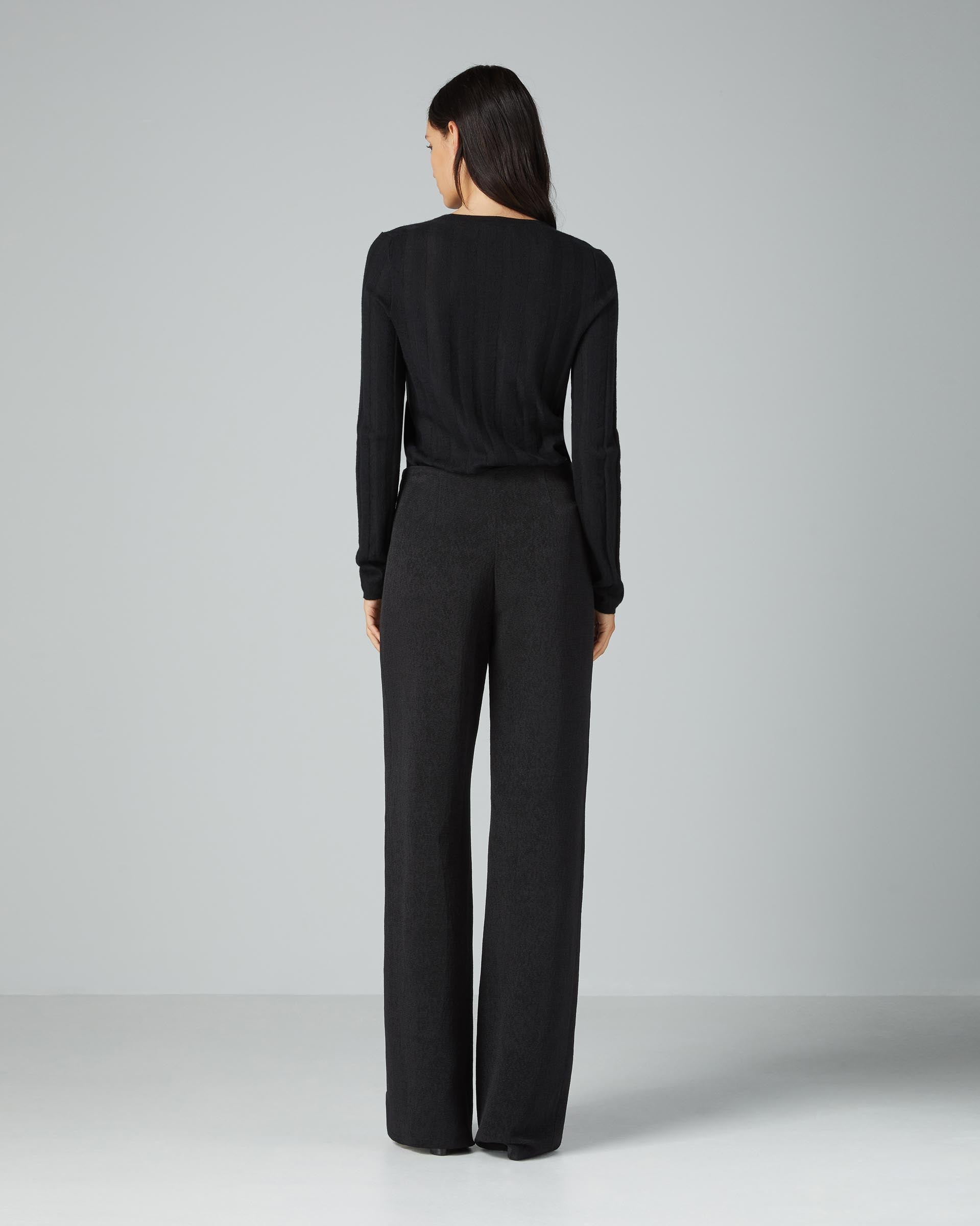 Lexi Trousers in Washed Silk Ottoman, Black