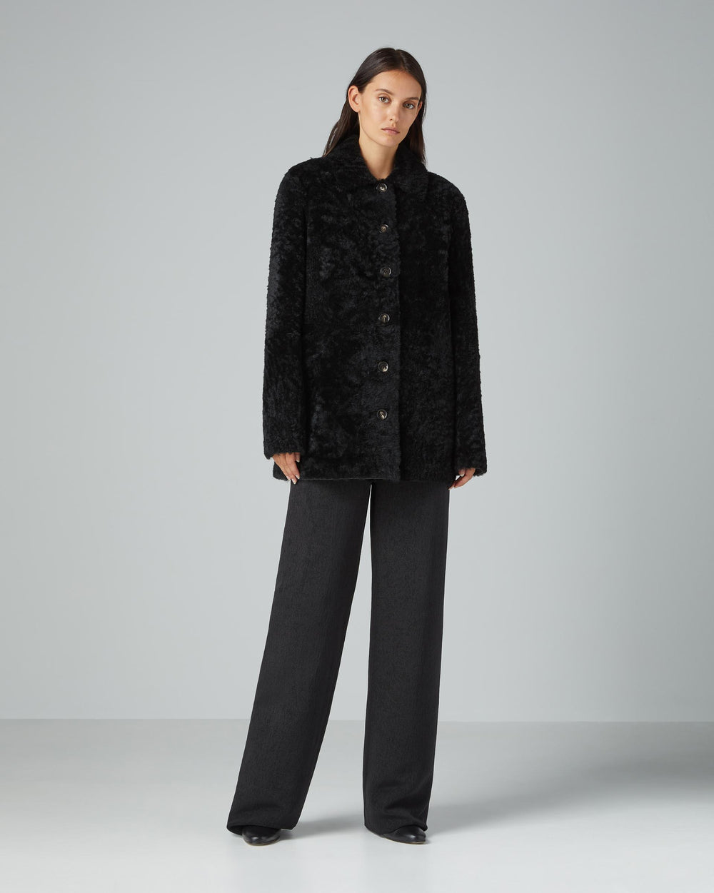 Amaia Jacket in Shearling, Black