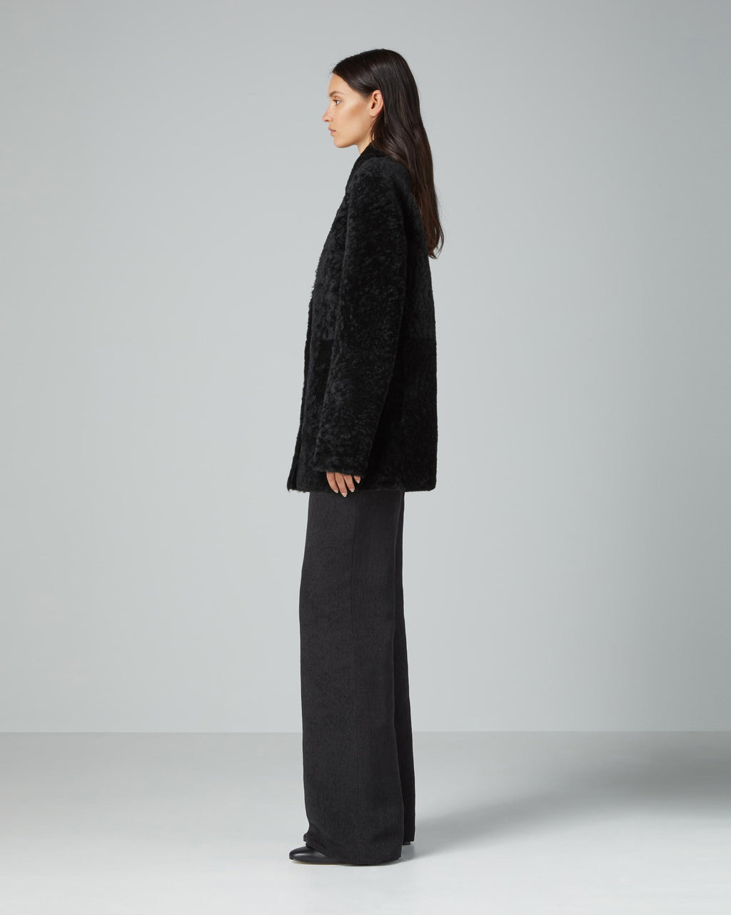 Amaia Jacket in Shearling, Black - Veronica De Piante