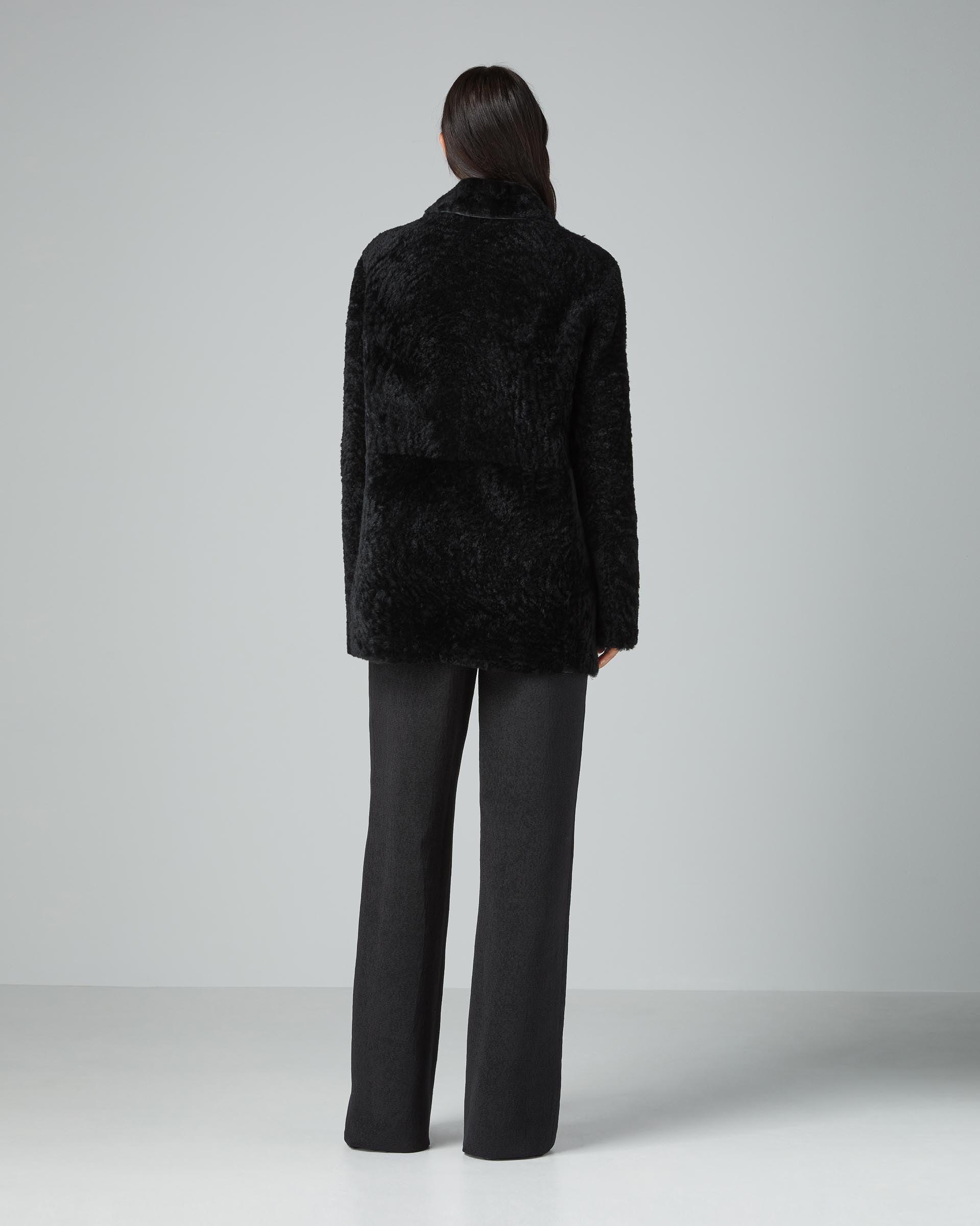 Amaia Jacket in Shearling, Black - Veronica De Piante
