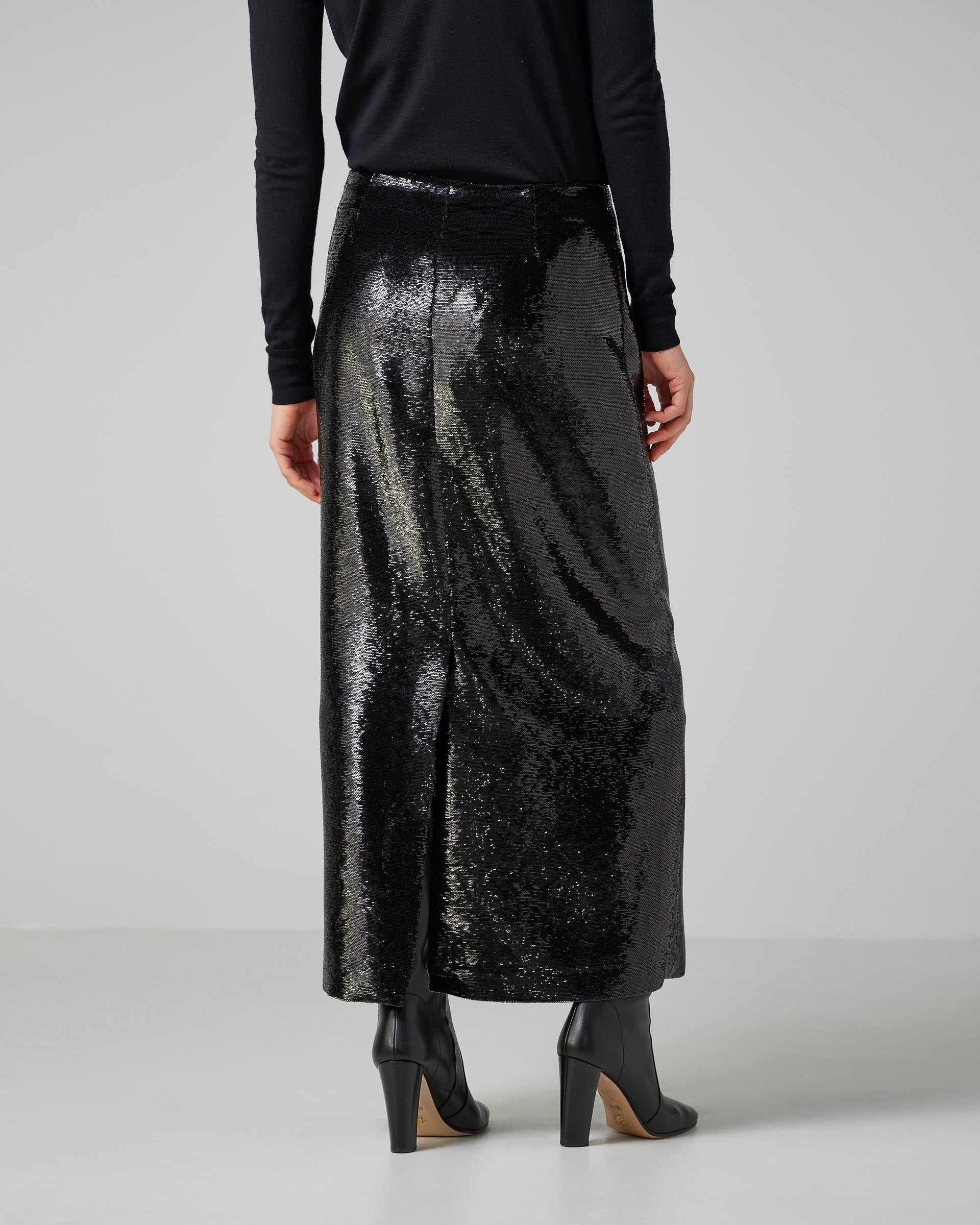 Nova Skirt in Flat Sequin, Black