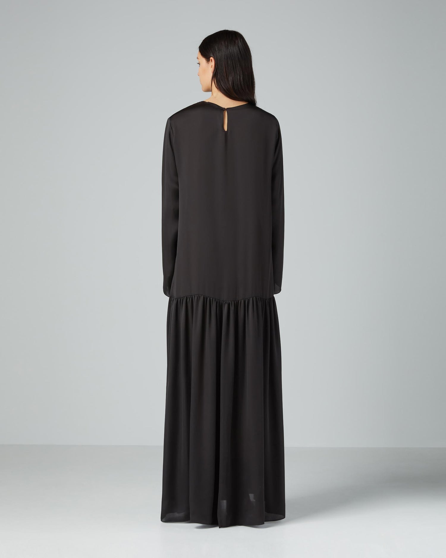Olivia Dress in Silk Charmeuse, Black
