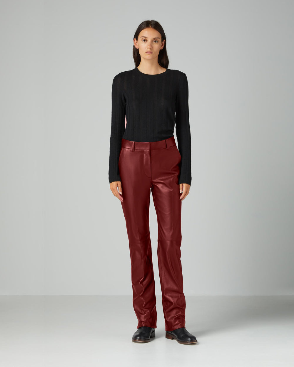 Mick Trouser in Nappa Leather, Burgundy