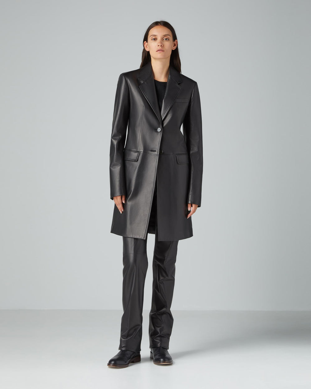 Stephanie Coat in Nappa Leather, Black