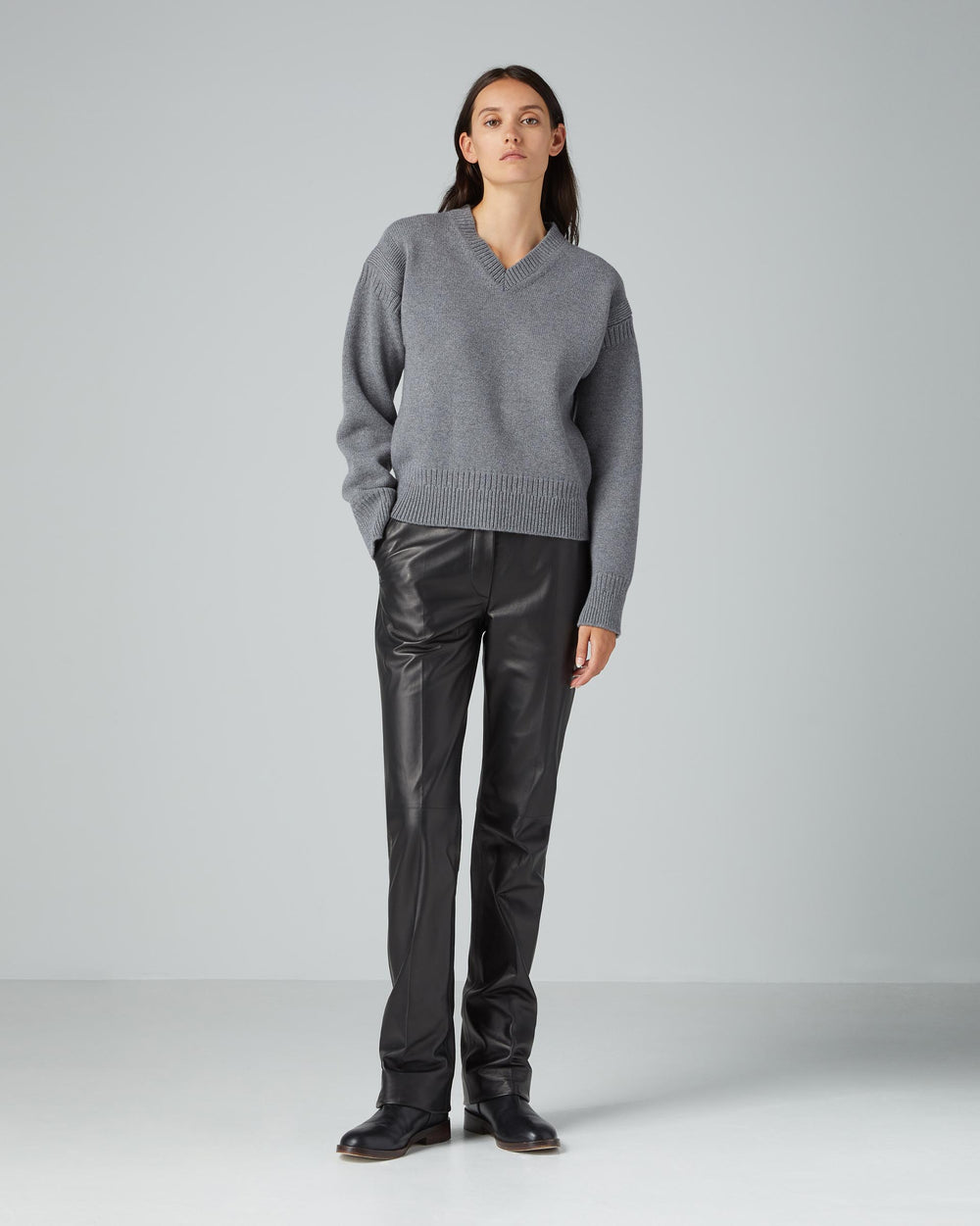 Poppy Sweater in Wool Cashmere, Grey Melange