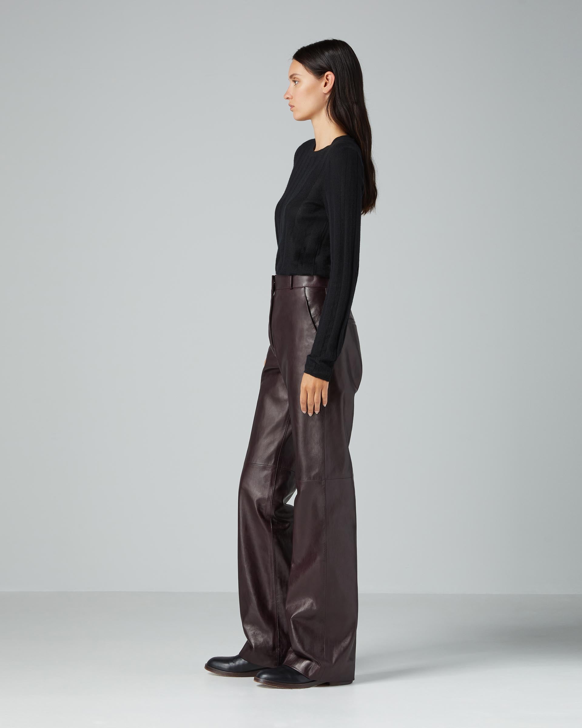 Audrey Trouser in Leather, Plum