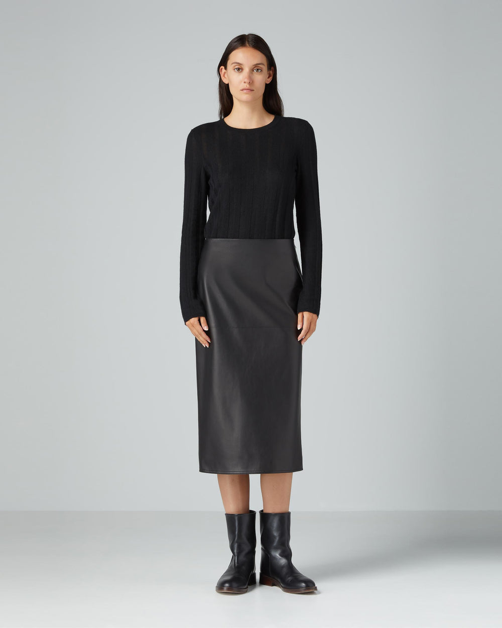 Nova Skirt in Nappa Leather, Black