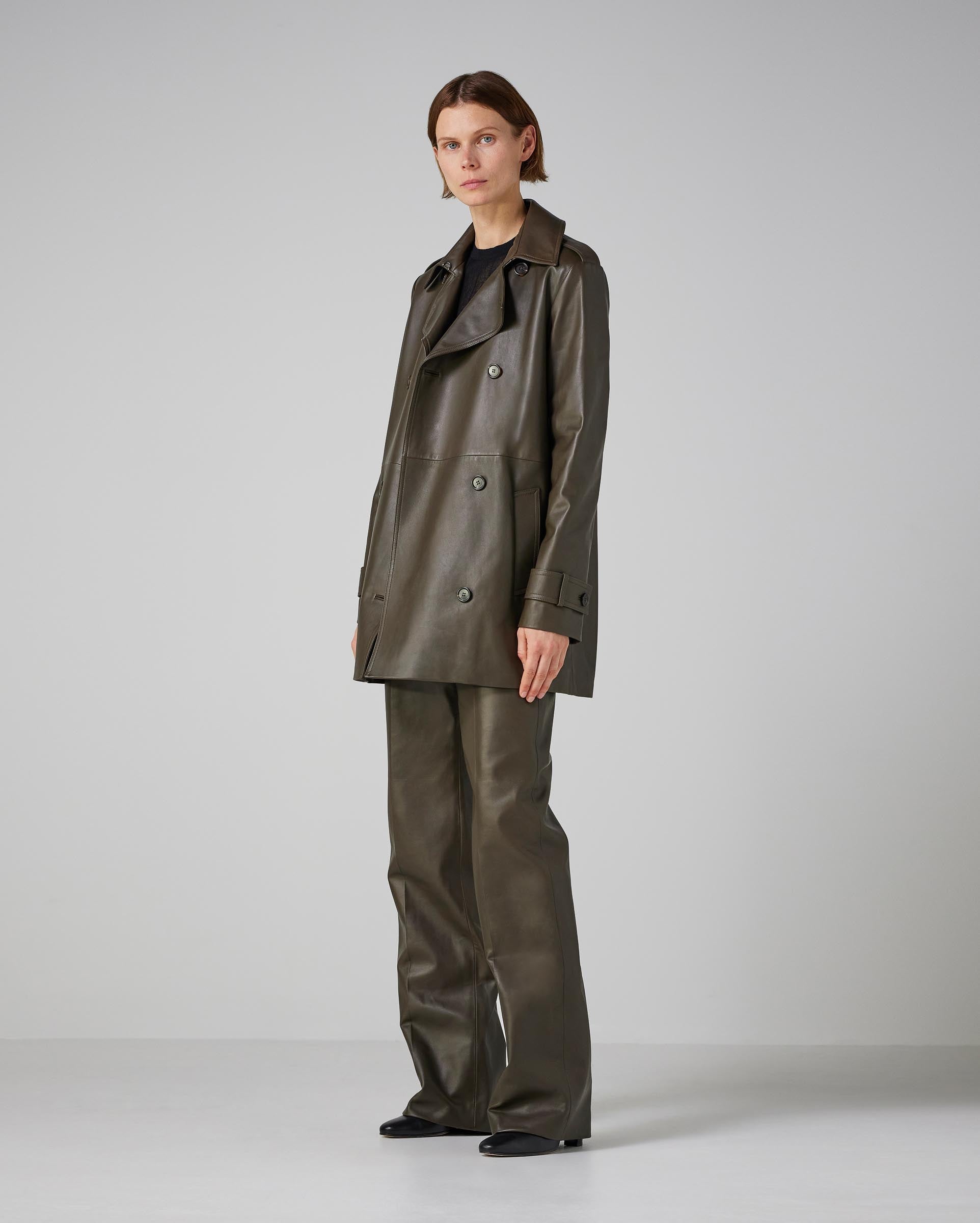 Charlotte Trench in Leather- Tobacco