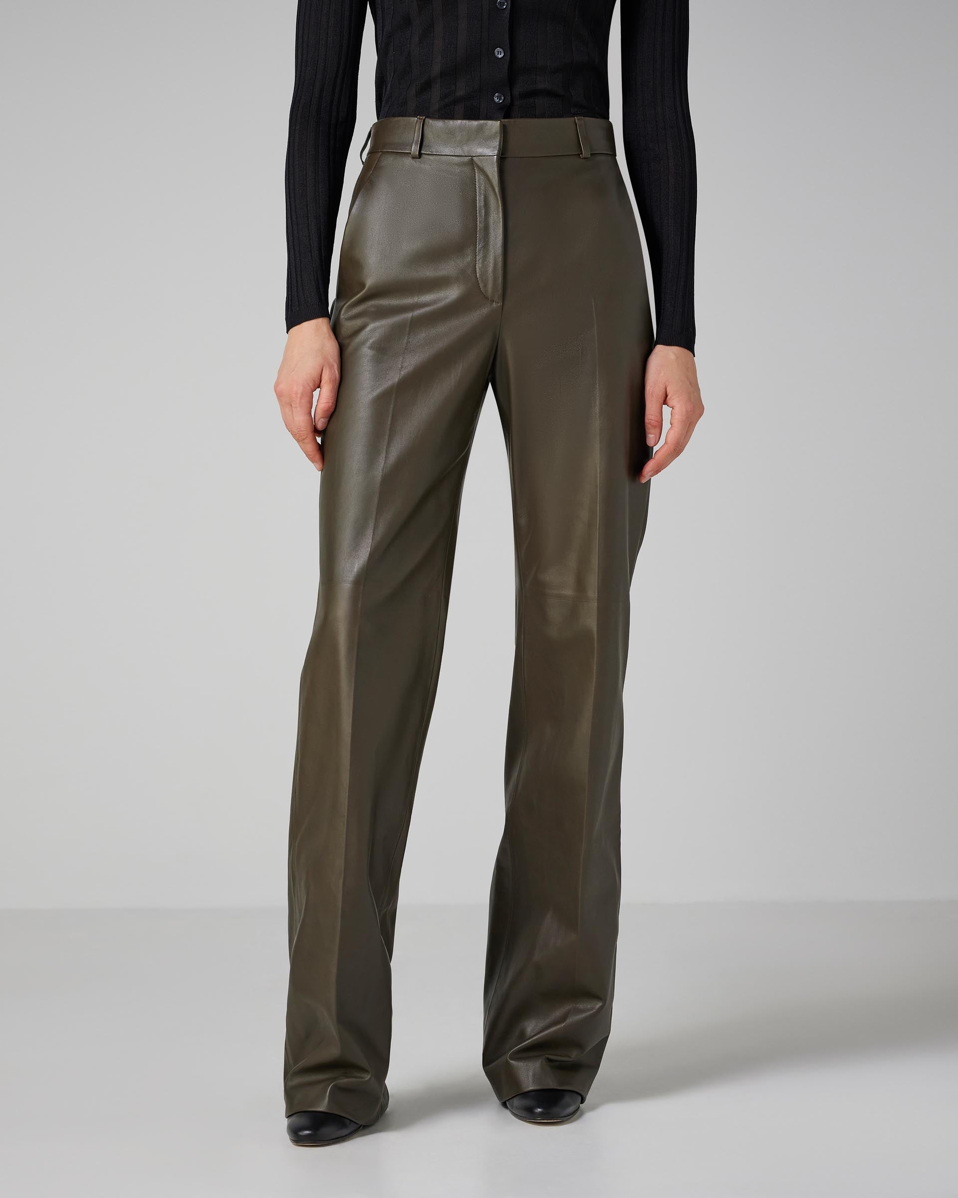 Audrey Trousers in Leather, Tobacco