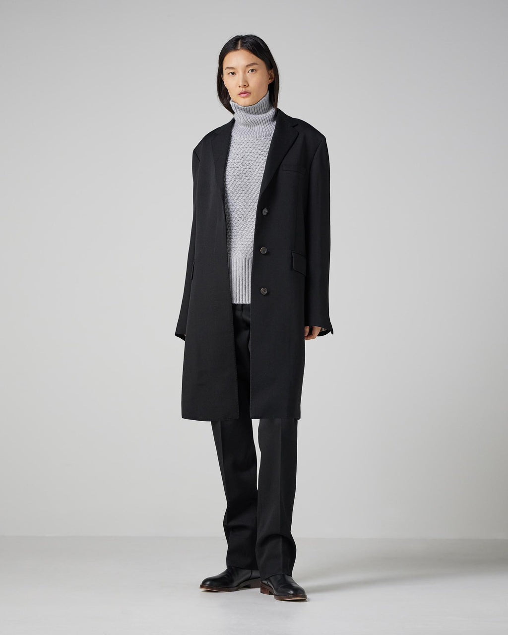 Arlo Coat in Wool Twill, Black - Veronica De Piante