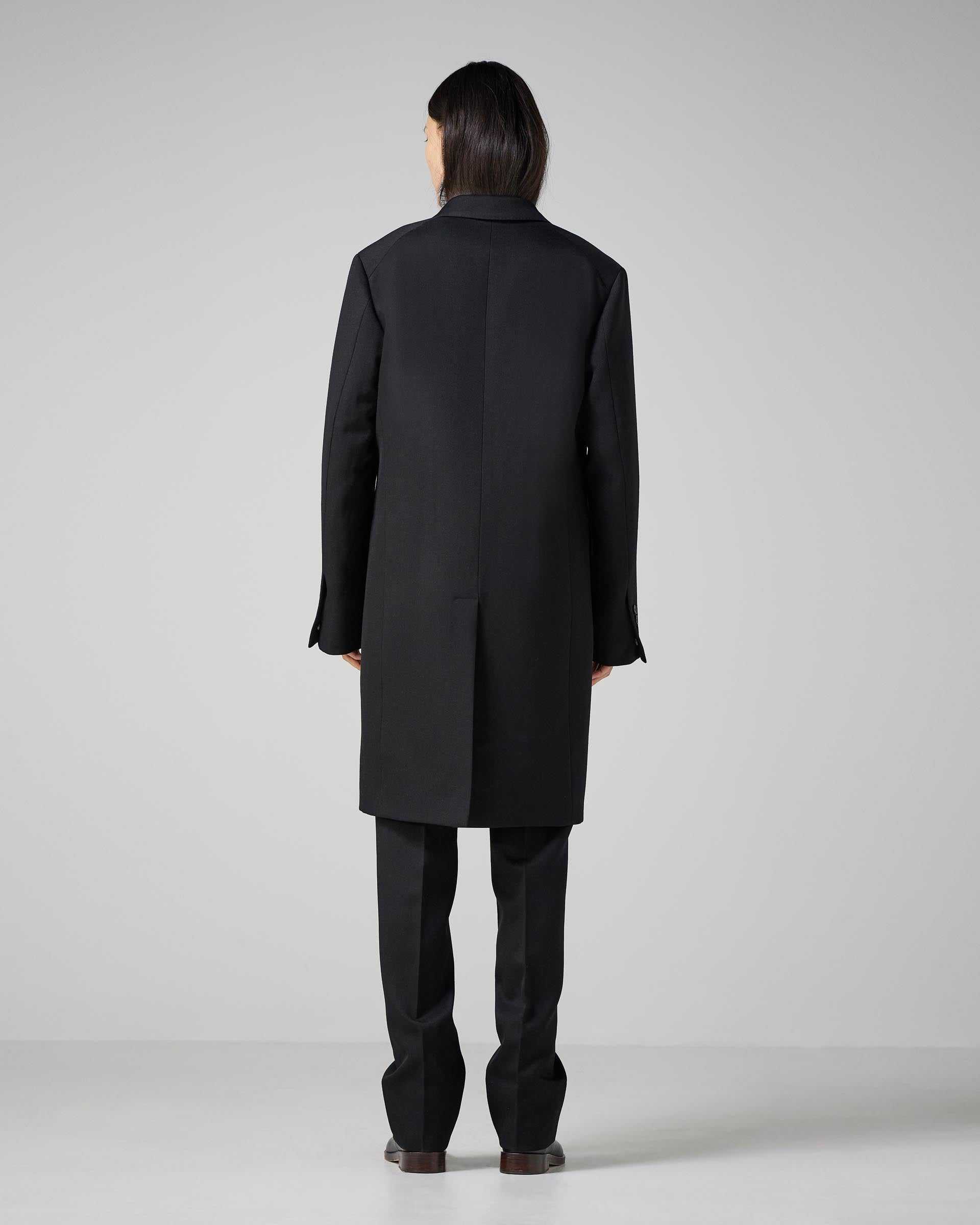 Arlo Coat in Wool Twill, Black - Veronica De Piante