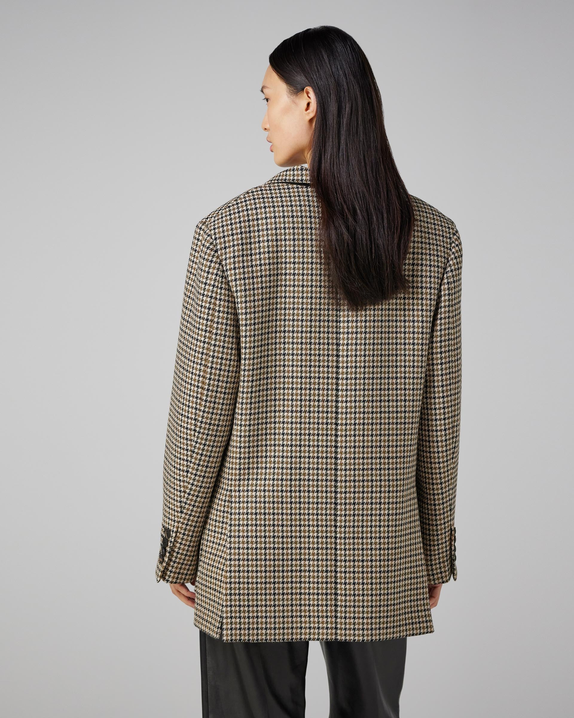 Sebastian Jacket in Wool, Brown Houndstooth