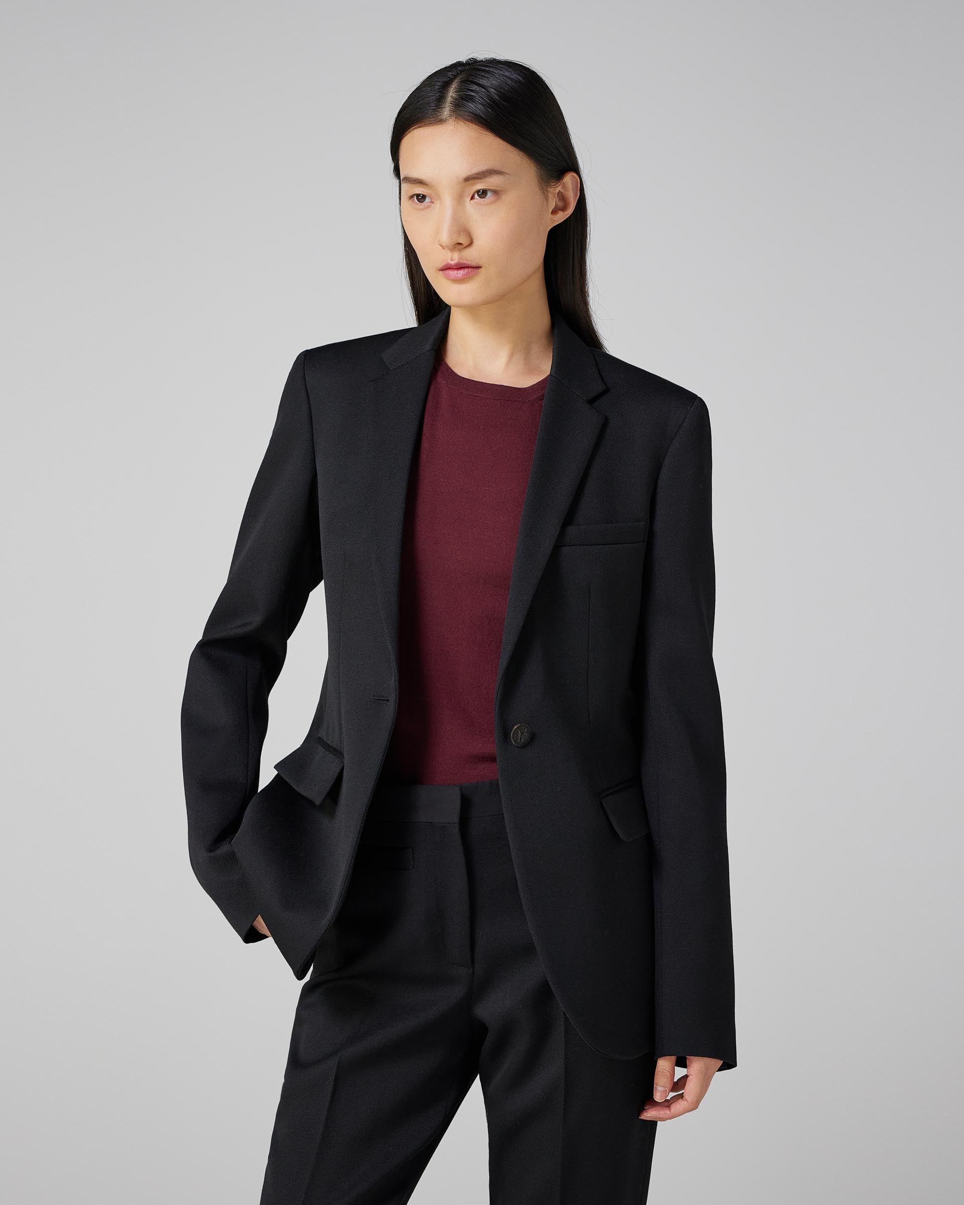 Astrid Jacket in Wool Twill, Black