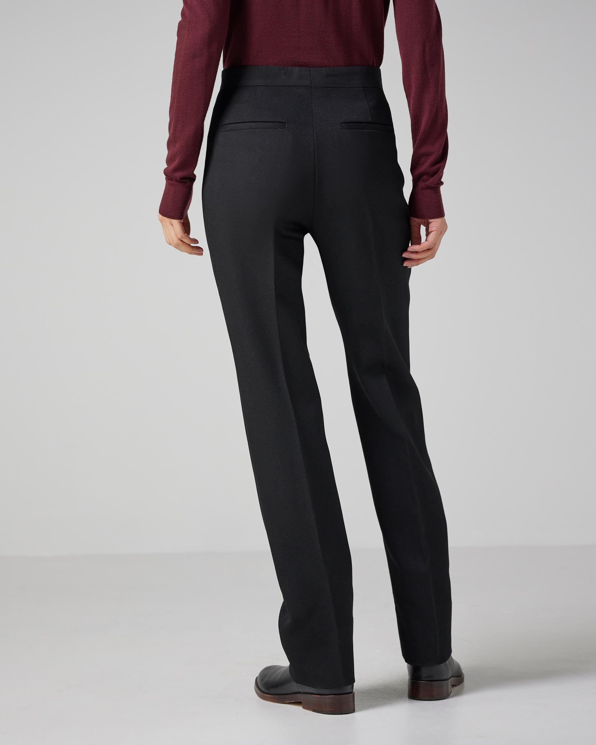 Riley Trousers in Wool Twill, Black