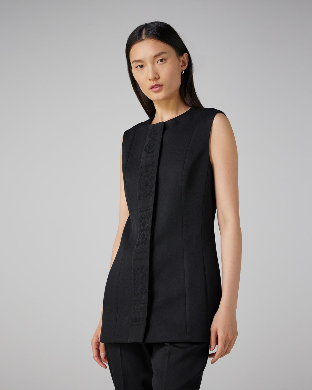 Gia Vest With SEP in Wool Twill, Black