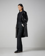 Black Arlo Coat with flat sequins, featuring a stylish design perfect for winter wear.