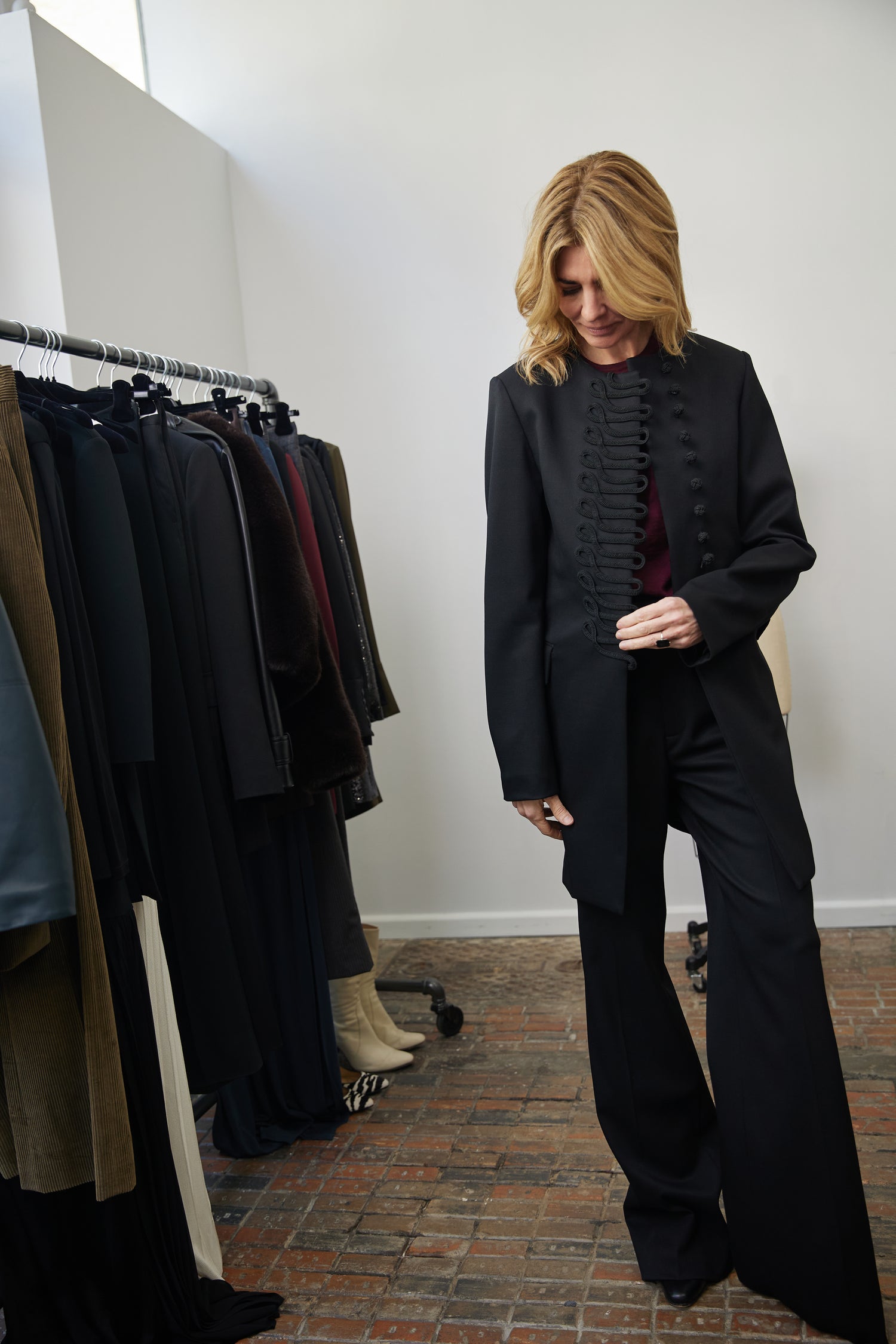 Miles Coat in Stretch Wool Twill,  Black