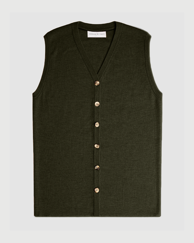 Alice Vest in Merino Wool, Olive