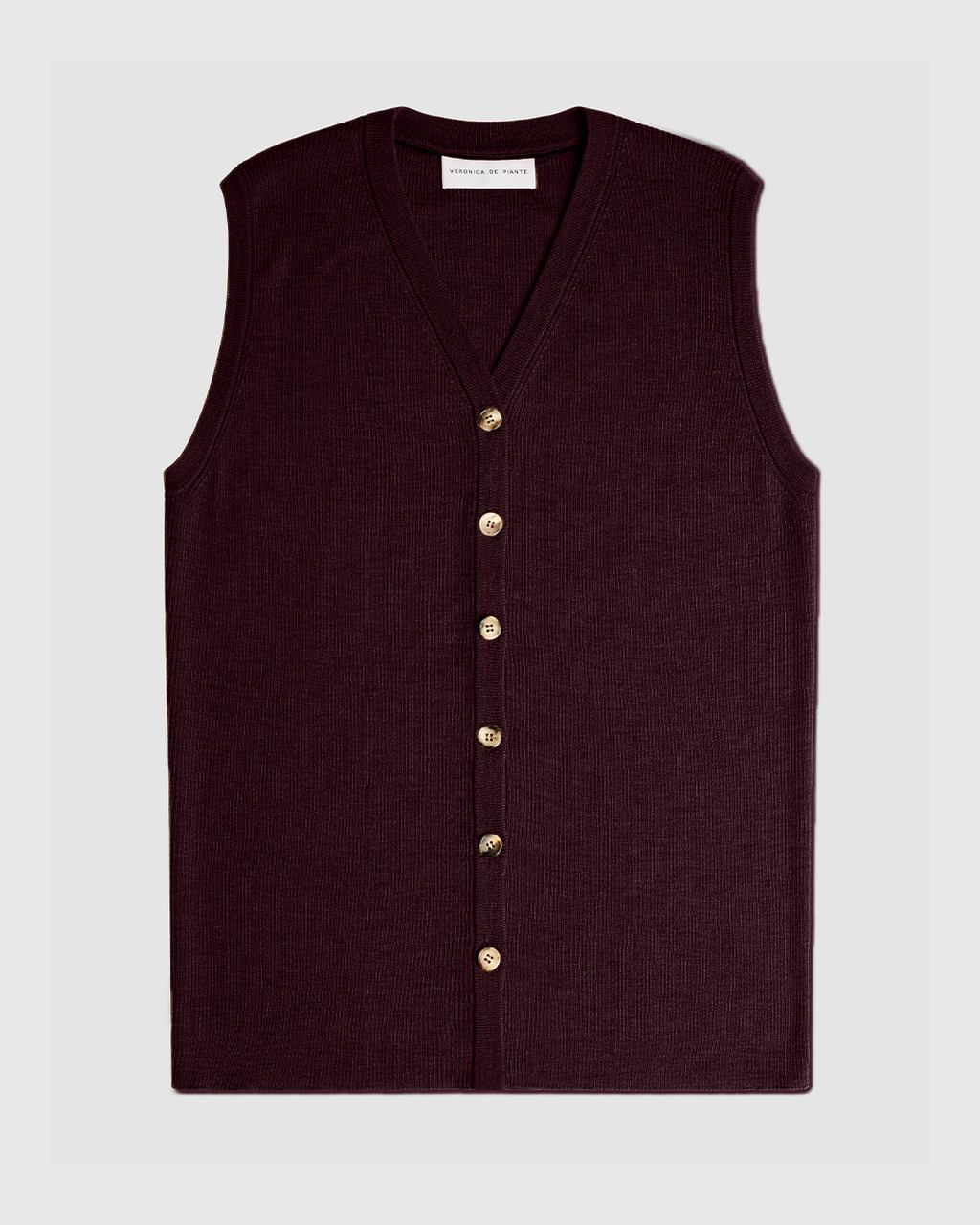 Alice Vest in Merino Wool, Deep Plum