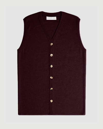 Alice Vest in Merino Wool, Deep Plum