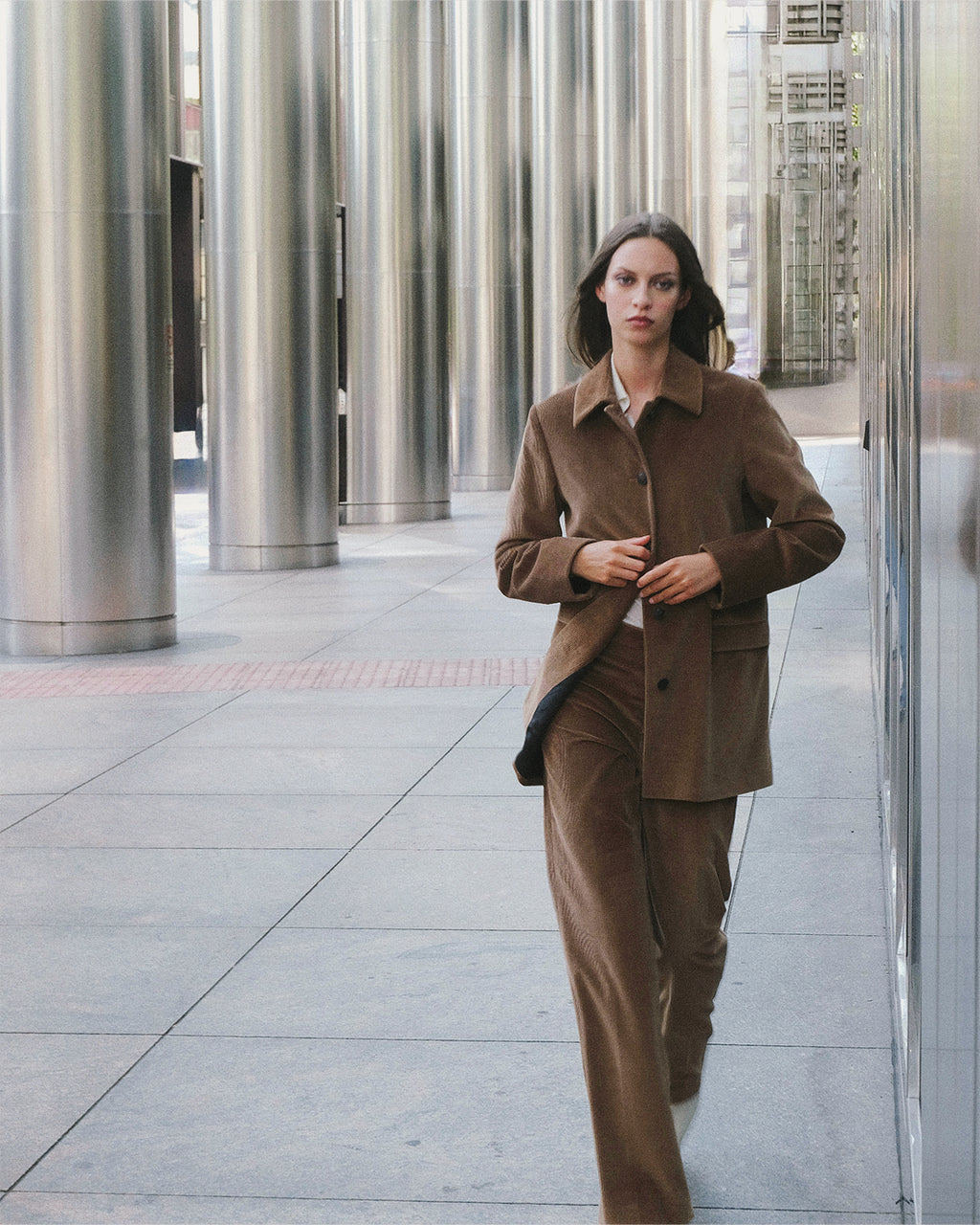 Veronica De Piante Taylor Corduroy Trousers in Camel, stylish bottoms with a classic corduroy texture and tailored fit.