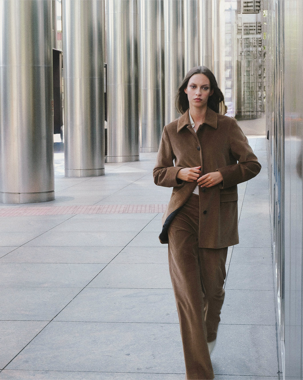 Veronica De Piante Taylor Corduroy Trousers in Camel, stylish bottoms with a classic corduroy texture and tailored fit.