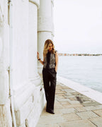 Black Ginevra vest by Veronica De Piante, featuring a stylish sleeveless top with a fitted silhouette and modern design.