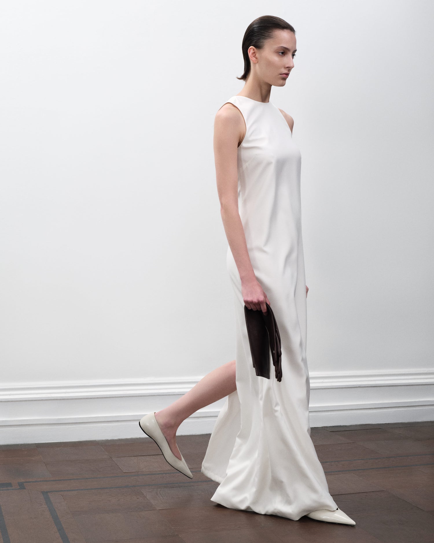 Mila Dress in Silk, Off-White - Veronica De Piante
