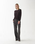 Avery Trouser in Plaid Suiting, Dark Grey Plaid