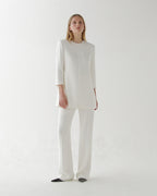 Ambar Tunic in Stretch Viscose Crepe, Off-White