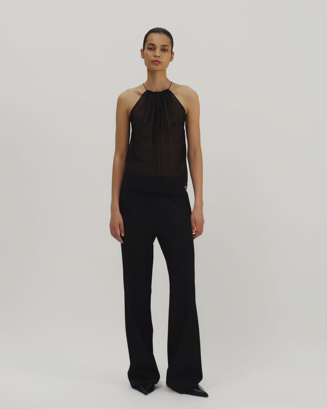 Greta Top in Silk, Black