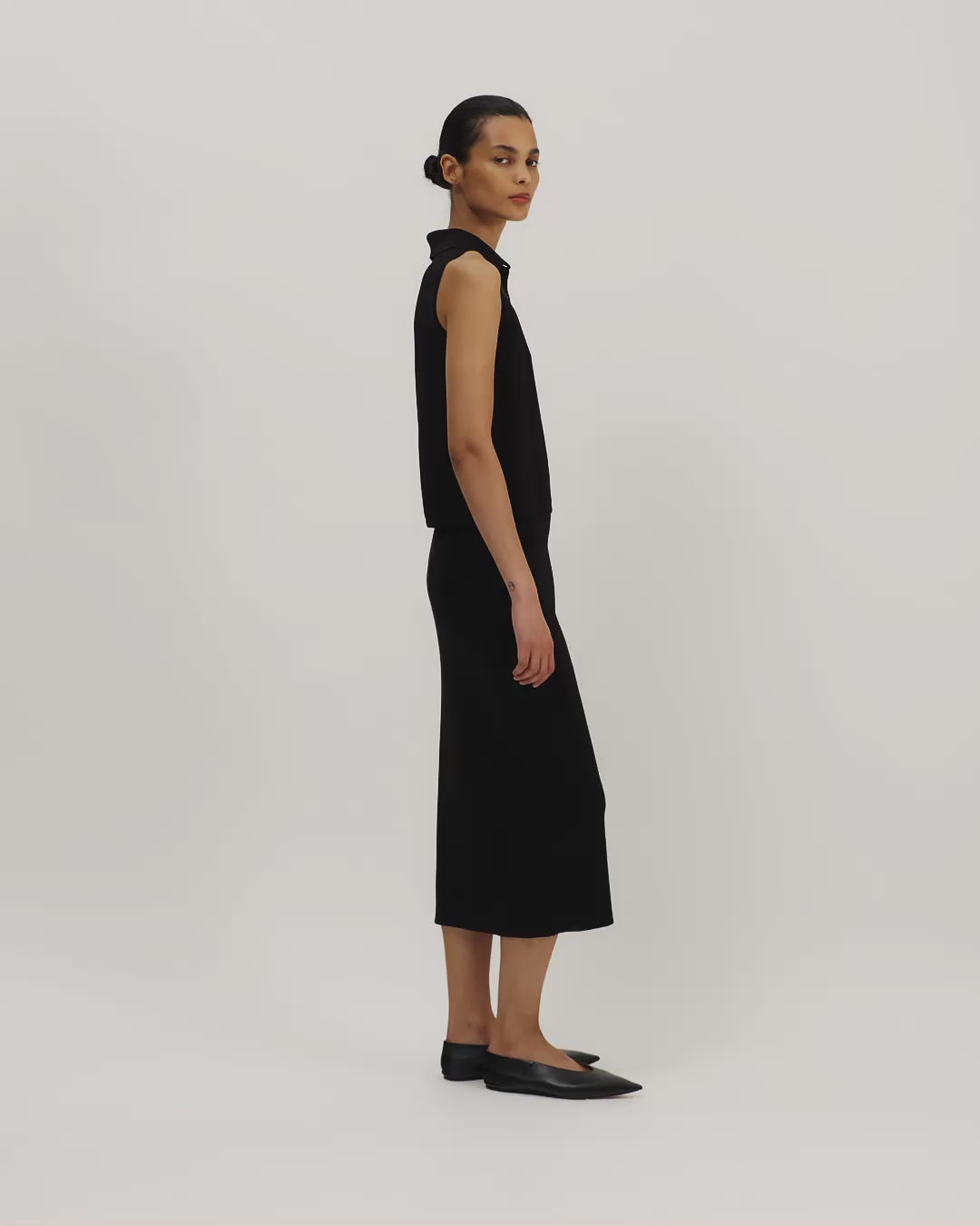 Caterina Skirt in Silk Knit, Black