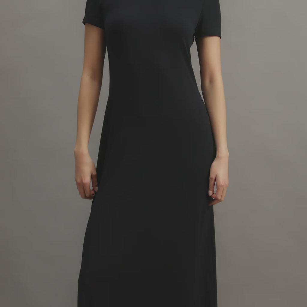 Harper Dress in Stretch Viscose Jersey, Black