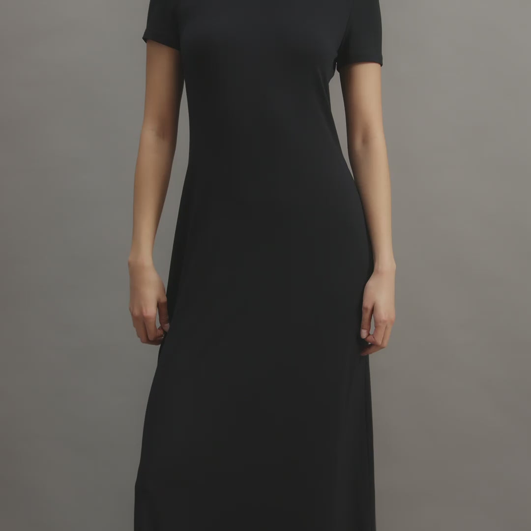 Harper Dress in Stretch Viscose Jersey, Black