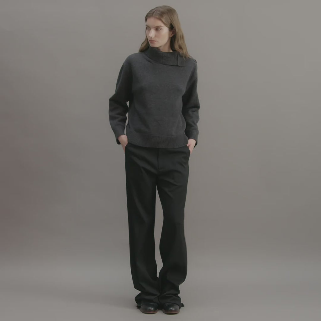 Cielo Sweater in Wool Cashmere, Charcoal