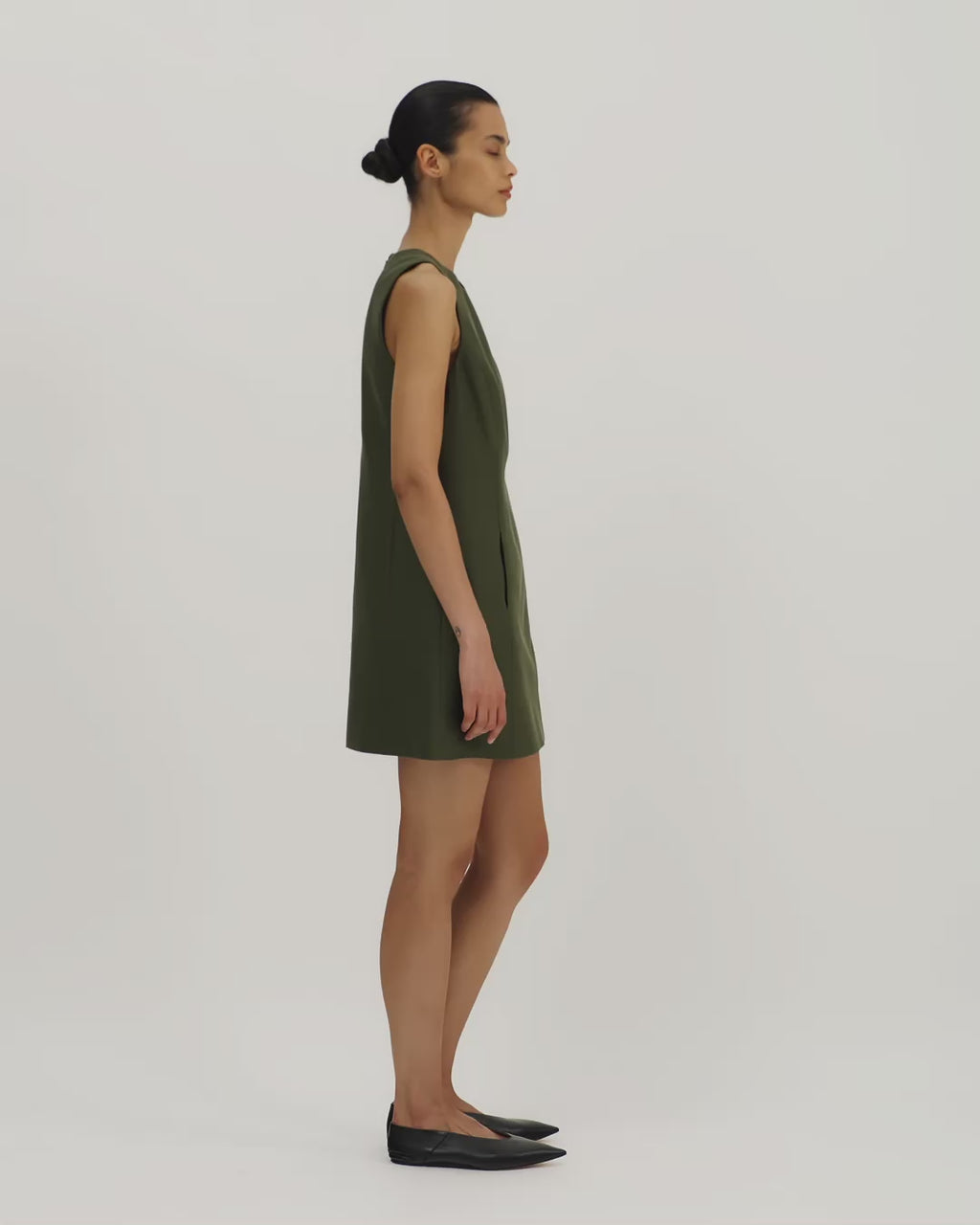 Melodie Dress in Cotton Silk, Olive
