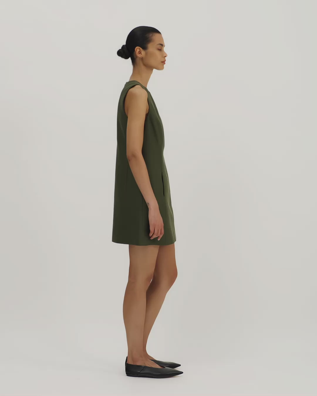 Melodie Dress in Cotton Silk, Olive