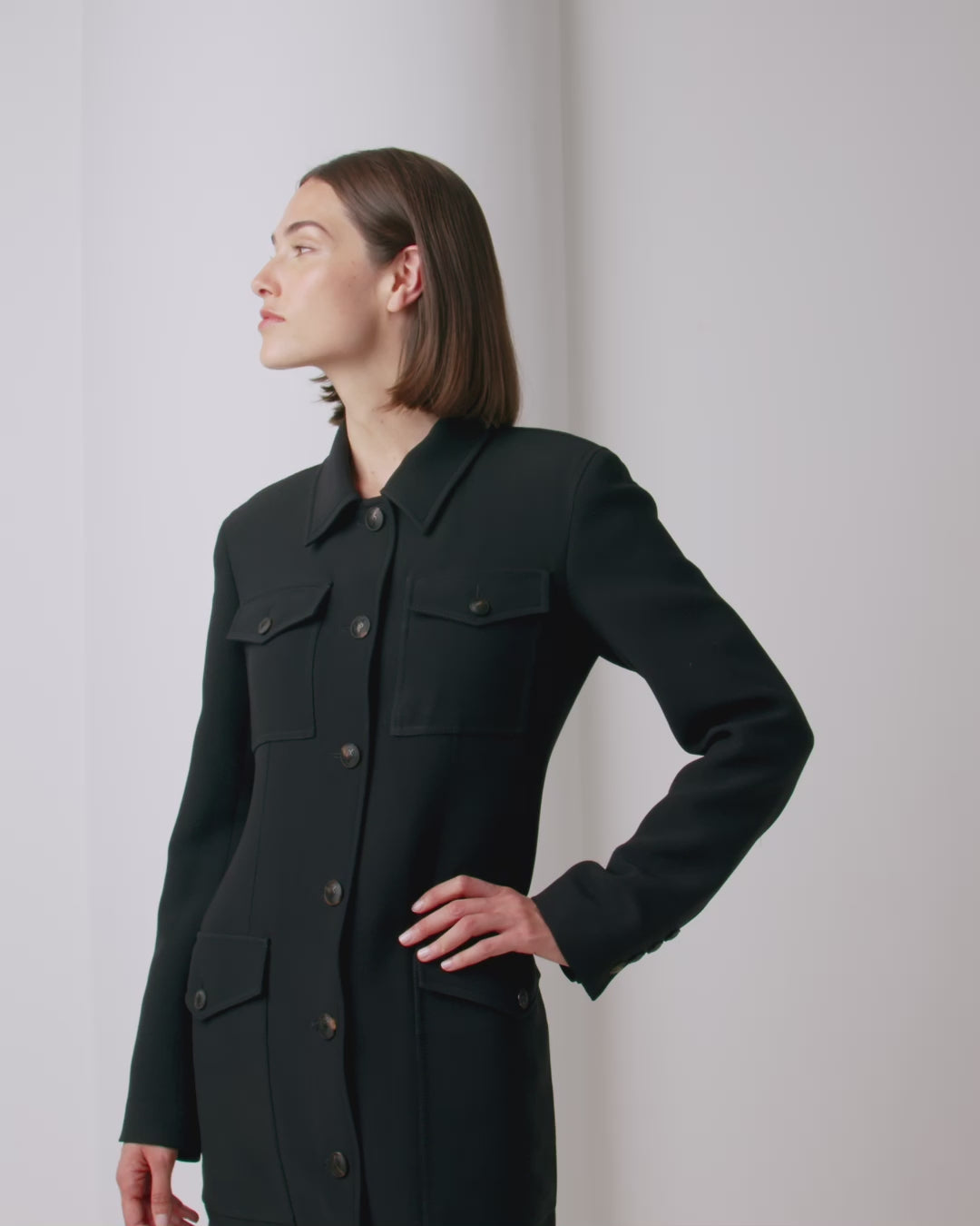Alma Jacket in Viscose Crepe, Black