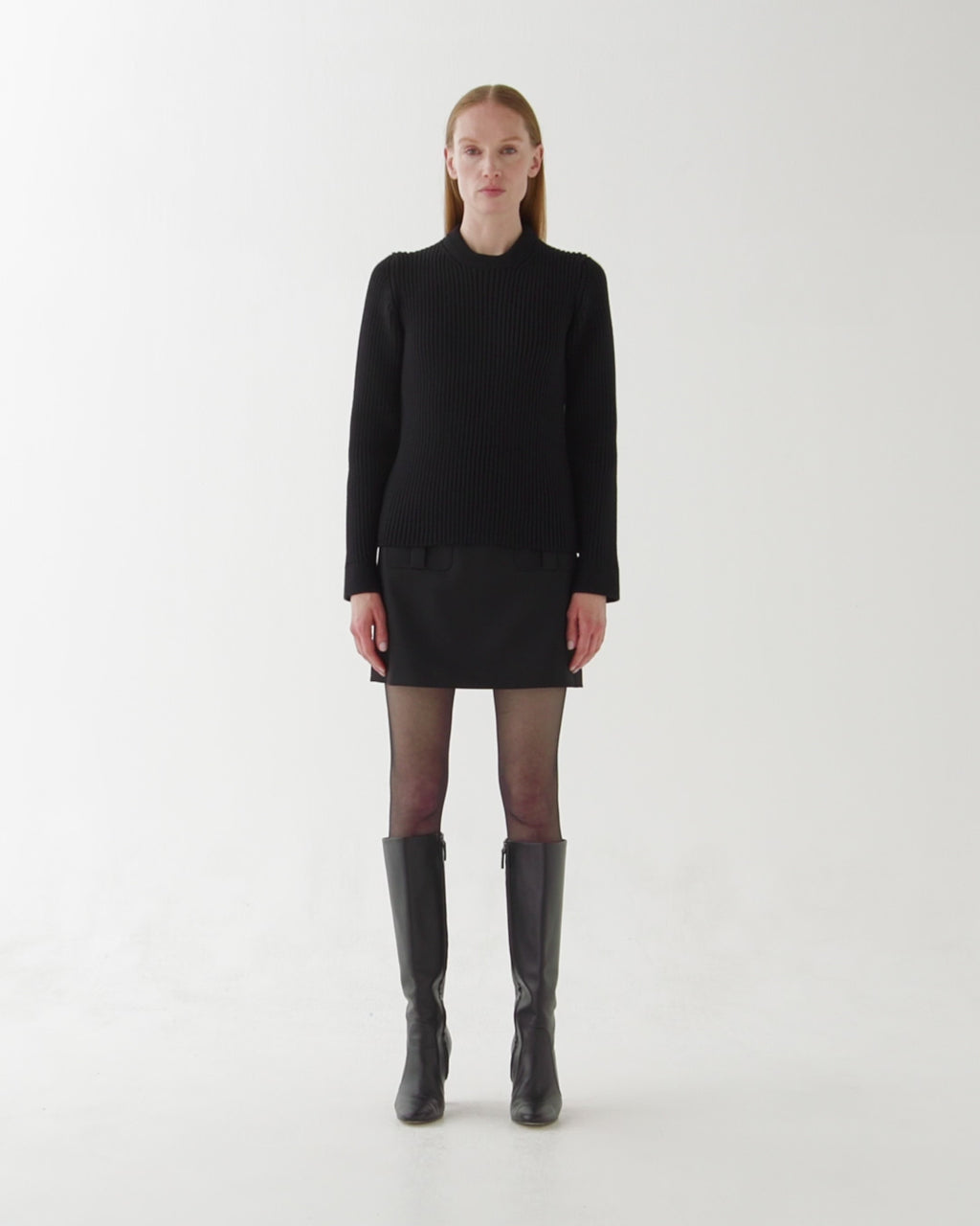 Ivy Sweater in Merino Wool, Black