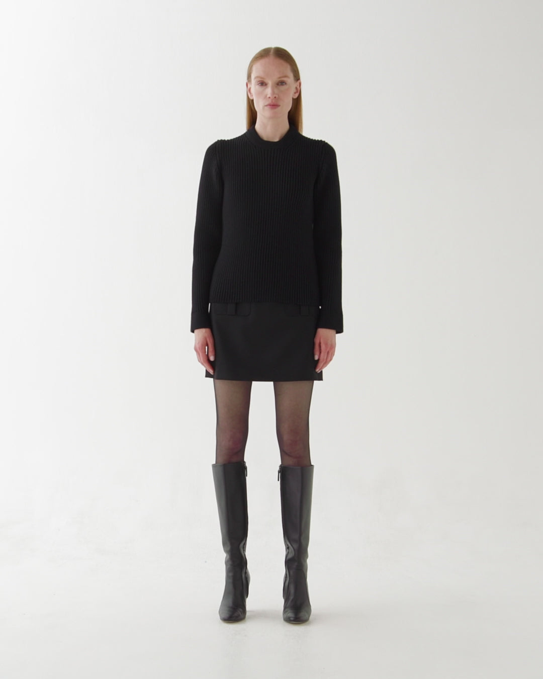 Ivy Sweater in Merino Wool, Black