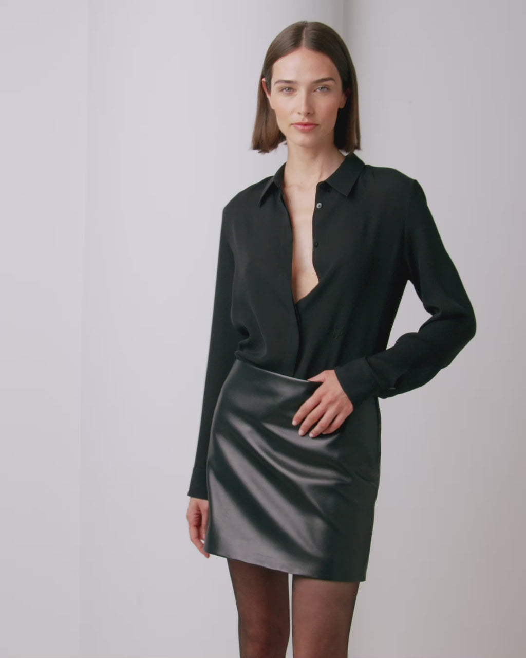 Cecily Skirt in Nappa Leather, Black