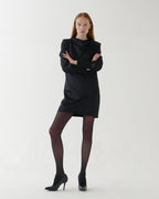 Amal Dress in Stretch Satin,  Black