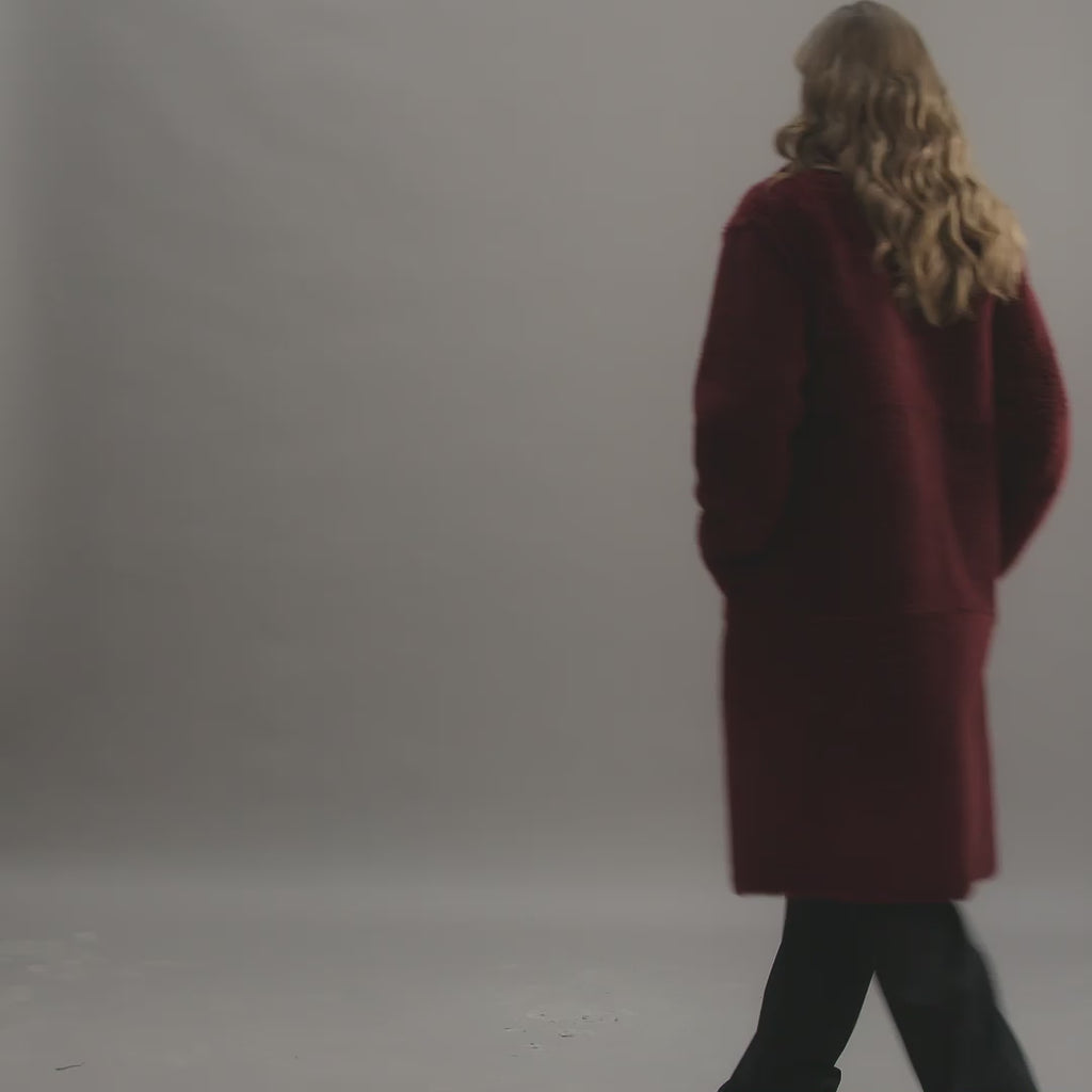 Romy Coat in Shearling, Red